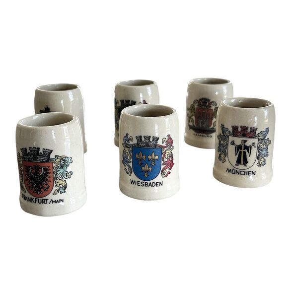 Set of 6 Vintage Mini Ceramic German Cup Mugs - Picture 1 of 9